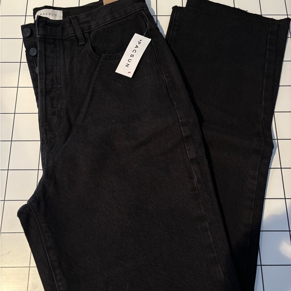 PacSun Black Jeans

Dad Jean, 11.75” rise, 31” inseam.